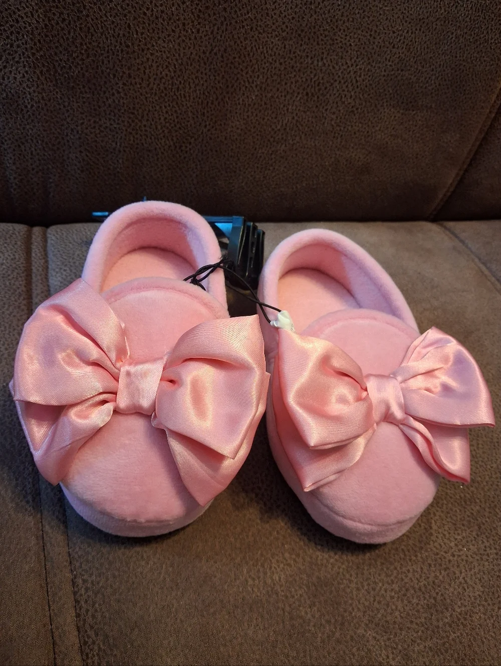 Wonder Nation Kids Pink Bow Slippers Size 5-6 Infants